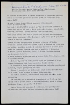&quot;Relazione tenuta dal partigiano Pezzolesi Renato&quot; - 1977