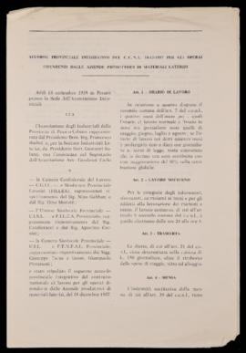 Accordo provinciale integrativo settore laterizi - 1959