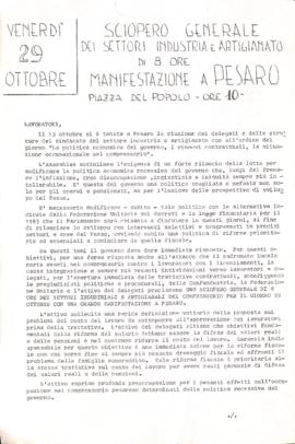 &quot;Sciopero generale dei settori industria e artigianato&quot; - 1982