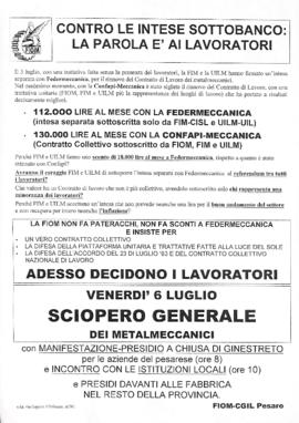 &quot;Contro le intese sottobanco: la parola ai lavoratori&quot; - 2001