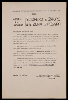 &quot;Sciopero di 24 ore per la zona di Pesaro&quot; - 1975