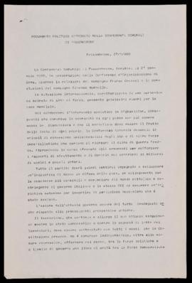&quot;Documento politico approvato nella Conferenza comunale di Fossombrone&quot; - 1980