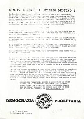 &quot;C.M.P. e Benelli: stesso destino?&quot; - 1989