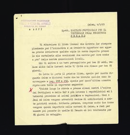 [Lettera di Giacomo Adorni sulla bozza del libro Guerriglia sull&#039;Appennino]