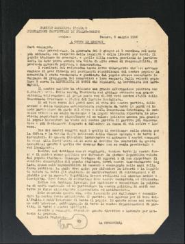 Lettera della Segreteria della Federazione provinciale del Partito comunista italiano - PCI per l...