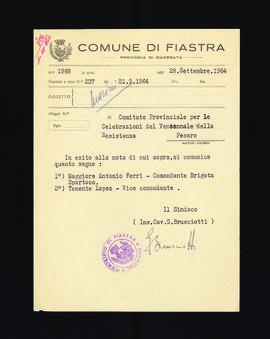 [Lettera di G. Brusciotti contenente i nominativi del comandante e del vicecomandante della Briga...