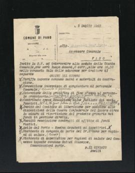 Lettera del Comune di Fano per l&#039;assessore Carlo Ghiandoni