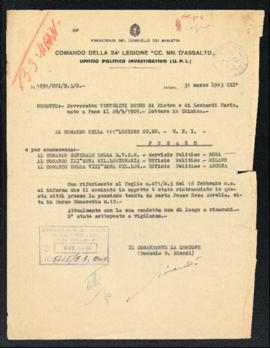 Lettera del Comandante della 24a Legione CC.NN. d&#039;assalto