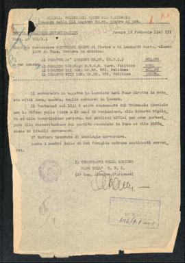 Lettera del Comandante della 111a Legione della Milizia volontaria per la sicurezza nazionale (MVSN)