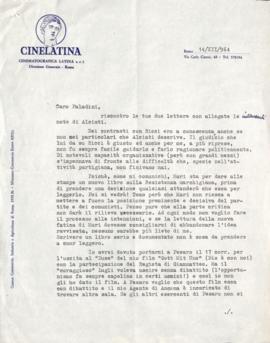 [Lettera di Egisto Cappellini a Carlo Paladini]