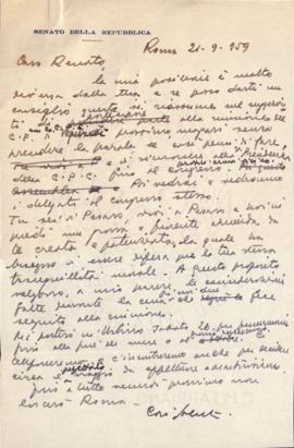 [Lettera di Egisto Cappellini a Renato Fastigi]