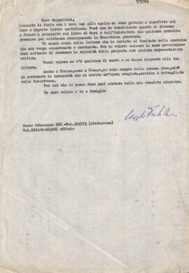 [Lettera di Carlo Paladini a Egisto Cappellini]