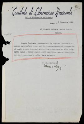 Riconoscimento Betti - Cucchi - Mini - 1944
