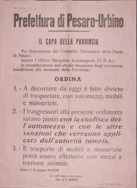 Divieto di trasportare mobili e masserizie - 1944