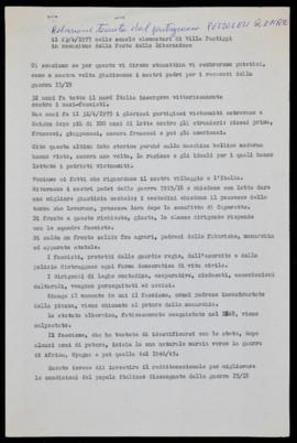&quot;Relazione tenuta dal partigiano Pezzolesi Renato&quot; - 1977