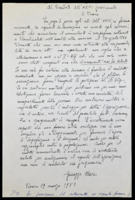 &quot;Al Presidente dell&#039;Anpi provinciale&quot;- 1981