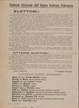 "Comitato elettorale dell'Unione Radicale riformista" - 1921