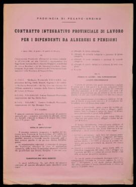 "Contratto integrativo provinciale di lavoro per i dipendenti da alberghi e pensioni" - 1966