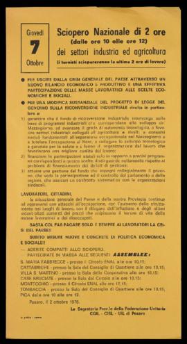 &quot;Sciopero nazionale di 2 ore dei settori industria e agricoltura&quot; - 1976