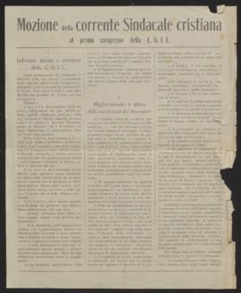 Mozione della corrente sindacale cristiana  - 1947