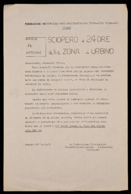 &quot;Sciopero di 24 ore per la zona di Urbino&quot; - 1975
