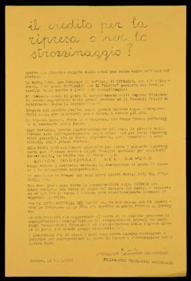 &quot;Il credito per l&#039;impresa o per la strozzinaggio?&quot; - 1978