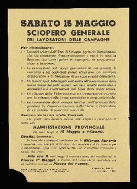&quot;Sabato 15 maggio sciopero generale dei lavoratori delle campagne&quot; - 1965