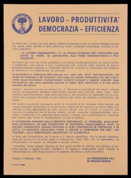 &quot;Lavoro produttività democrazia efficienza&quot; - 1982