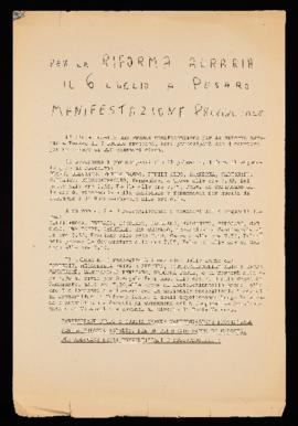 &quot;Per la riforma agraria il 6 luglio a Pesaro&quot; - [196-]