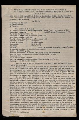 &quot;Verbale di riunione della G.E. e del Consiglio dei sindacati&quot; - 1950