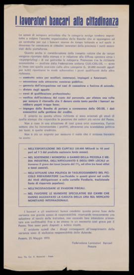 &quot;I lavoratori bancari alla cittadinanza&quot; - 1976