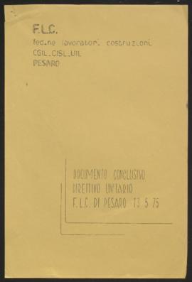 &quot;Documento conclusivo Direttivo unitario Flc di Pesaro 13 5 1975&quot;