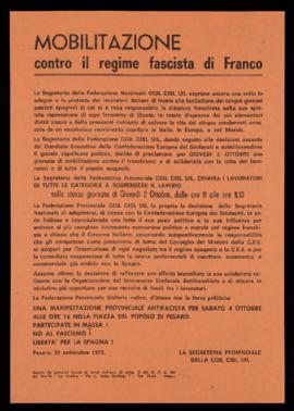 &quot;Mobilitazione contro il regime fascista di Franco&quot; - 1975