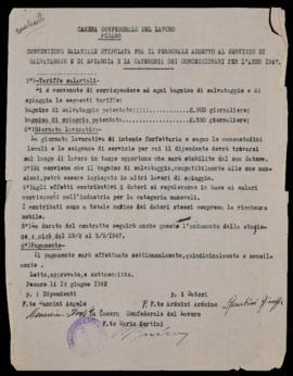Convenzione salariale bagnini - 1947