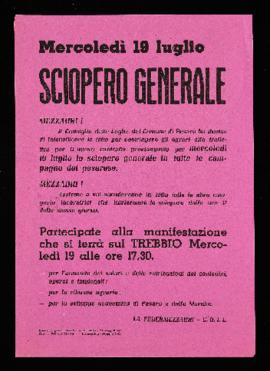 &quot;Mercoledì 19 luglio sciopero generale&quot; - 1961