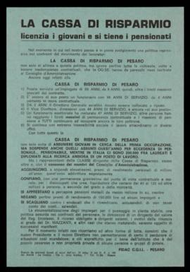 &quot;La Cassa di risparmio licenzia i giovani e si tiene i pensionati&quot; - [1976]