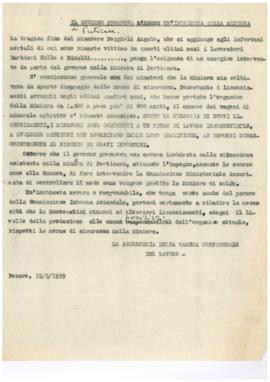 &quot;Il Governo promuova un&#039;inchiesta sulla miniera&quot; - 1959
