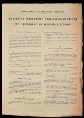 &quot;Contratto integrativo provinciale di lavoro per i dipendenti da alberghi e pensioni&quot; -...