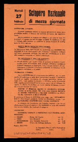 &quot;Sciopero nazionale di mezza giornata&quot; - 1973
