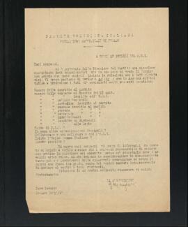 Lettera della Federazione provinciale di Pesaro e Urbino del Partito comunista italiano - PCI alle sezioni del PCI