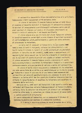 [Relazione di Corrado Bibone sui fatti accaduti dopo l'8 settembre 1943]