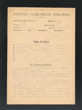 Verbale della riunione del 26 aprile 1946 della Cellula numero 47 della Sezione di Fano del Partito comunista italiano - PCI