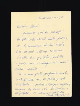 [Lettera di Paolo Volponi sulla recensione di un suo romanzo scritta da Giuseppe Mari]