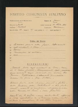 Verbale della riunione del 16 ottobre 1946 della Cellula di Fenile della Sezione di Fano del Partito comunista italiano - PCI