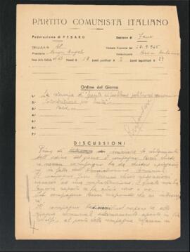 Verbale della riunione del 23 settembre 1946 della Cellula numero 48 della Sezione di Fano del Partito comunista italiano - PCI