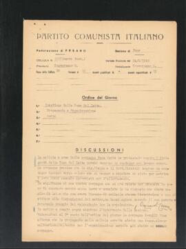 Verbale della riunione del 24 aprile 1946 della Cellula femminile numero 18 di Gimarra della Sezione di Fano del Partito comunista italiano - PCI