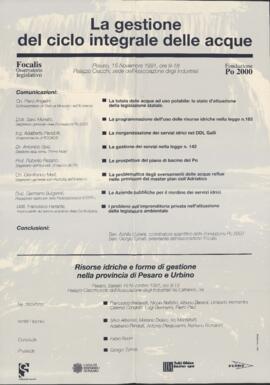 "La gestione del ciclo integrale delle acque"