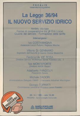 "La legge 36/94. Il nuovo servizio Idrico"
