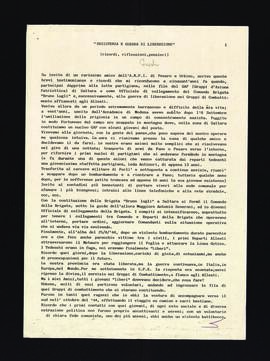 "Resistenza e guerra di liberazione (ricordi, riflessioni, pensieri)"