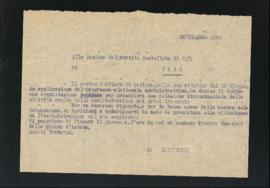 Lettera della Segreteria della Sezione di Fano del Partito comunista italiano - PCI per  la Sezio...